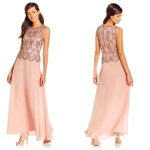 J Kara Sleeveless Beaded Chiffon Gown